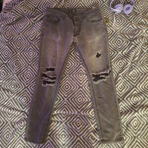 Cuidado con el Perro Men’s Distressed Gray Jeans W36 L30